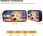 3 Set American Flag and Fire Football Print Backpack Set with Lunch Box and Large Capacity Pencil Case, Kids Book Bag Set for Boys, School Supplies Festival Gift