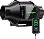 VIVOSUN G4 4" Inline Duct Fan & 3 Cycle Modes E12 Speed Controller, AeroZesh Grow Tent Kit Ventilation Fan with 195 CFM EC Motor, Programmable Exhaust Fan for Heating Cooling Booster, Hydroponics