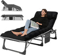 LILYPELLE Portable Folding Cot Bed, Adjustable 5-Position Adults Reclining Chaise with Pillow, Outdoor Portable Lounge Chair Sleeping Cot for Camping, Pool, Beach, Patio