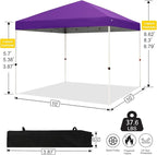Northroad 10x10ft Pop Up Canopy, Popup Outdoor Canopy Tent with Wheeled Carrying Bag,Portable Gazebo Shelter for Patio,Deck,Garden,Beach（Purple）