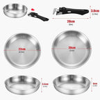 Inqibee Tri-Ply Stainless Steel Cookware Set with Detachable Handle, Removable Handle Pots and Pans Set, Induction Kitchen Cooking Set for Home & RV Camping, Dishwasher and Oven Safe