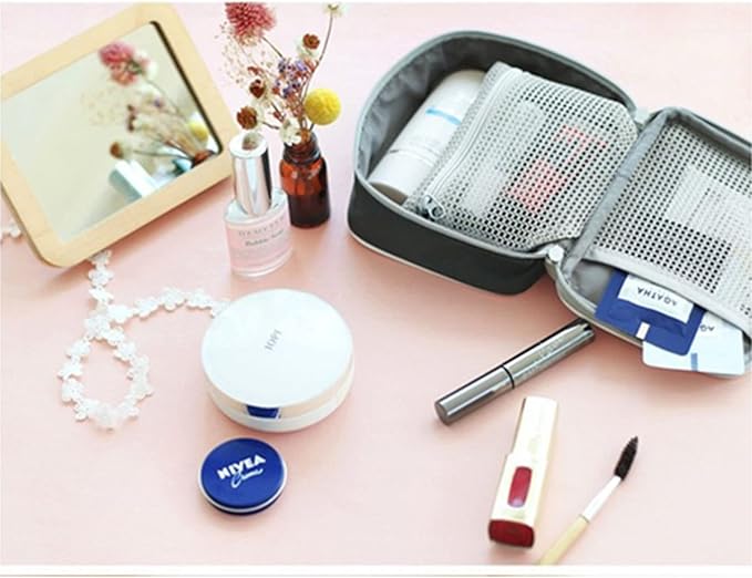 Portable Mini First Aid Bag Empty, Small Size Travel Medicine Pouch Double Zippers Handy Pills Pocket for Travel Home (Gray)