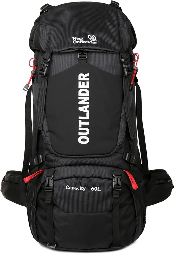 Hiking Backpack Camping Light Travel Backpack for Men Women with Shoe Compartment Rain Cover Can Hang Water Bag Green Blue Black Optional for Hiking Camping Traveling 60L Capacity