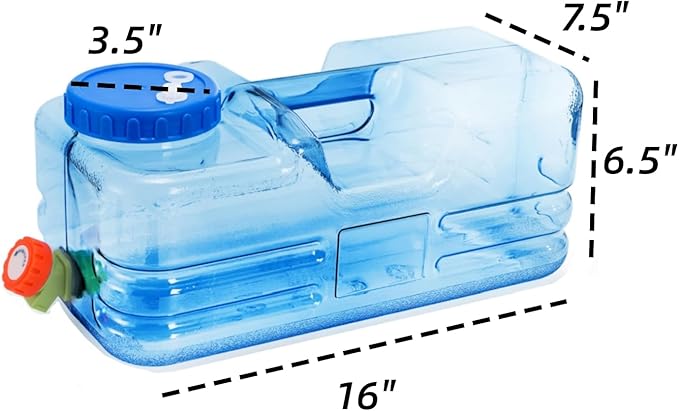 Dicunoy Camping Water Container, 2.6 Gallon Portable Water Jug with Spigot, Thick Water Dispenser Brick with Wide Filler Opening for Hiking, Picnic, Vehicle, Outdoor, Emergency, Hurricane Supplies