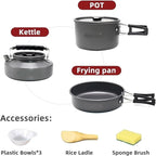 Camping Cookware Set Portable Kit Outdoor Pot Cooking Water Kettle Pan Tableware Hiking Picnic Equipment