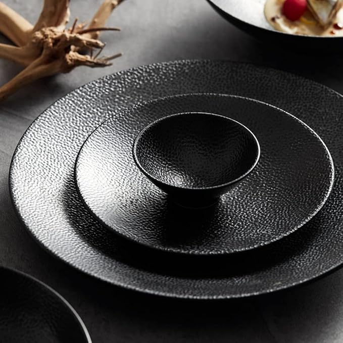 Camping Plates Serving Plate Tray Household Noodle Soup Bowl Western Food Steak Cooking Hotel Tableware Decorative Plate(Large)