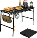 SoloWilder Foldable Camping Table with Gas Struts 3'5" Outdoor Portable Table 19" - 24" Height Adjustable Carbon Steel Lightweight Camping Table 12lb