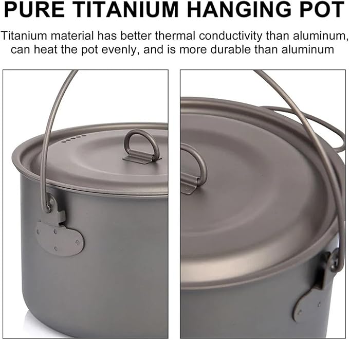 Camping Tableware Titanium Cookware Set Tourism Cauldron Outdoor Cooking Pot Frying Pan Picnic Kitchen Hiking Trekking