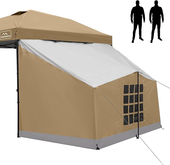 KAMPKEEPER 2 Person Canopy Side Tent, Camping Tent for 10x10 Canopies, Easy Up Cube Tents Gazebo Room with Mesh Window for Camping, Storage, Events(Canopy Not Included)