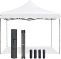 OLIXIS 10x10 Ft Pop Up Canopy Tent, Waterproof Portable Outdoor Shade Canopy with Sand Bags for Beach, Backyard Parties & Events, Pure White