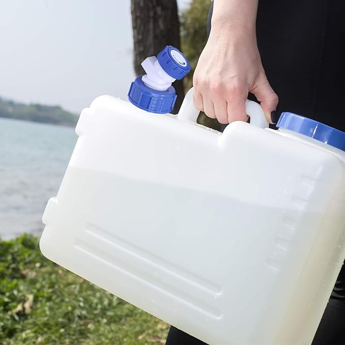 4 Gallon/15L Water Container with Spigot, Portable BPA Free Water Jug, Multifunction Water Tank for Camping Outdoor Hiking Picnic Supplies, Emergency Stroage, 4 Pack