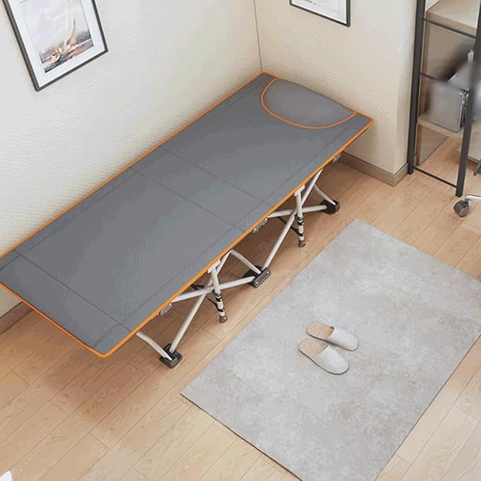 Oxford Cloth Camping Cot, Thickened Steel Pipe Foldable Bed, Lightweight Tent Cot, Compact Portable Folding Bed with Headrest