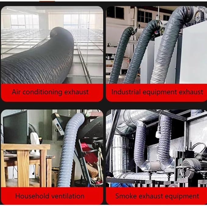 4in 16ft Flexible Duct Dryer Vent Hose Protable Duct Hose Gray Exhaust Hose Flex Air Ducting For HVAC Ventilation Grow Tents Dryer Rooms Kitchen(5m/16.4ft,400mm-15.8in)