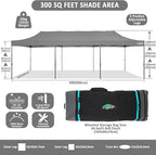 COBIZI 10x30 Pop up Canopy Tent 10x30 Canopy No Sidewall Waterproof Heavy Duty Commercial for Parties Outdoor Garden Gazebo Tent, Carry Bag with Wheel(10x30ft No Sidewalls, Gray)