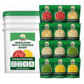 Valley Food Storage Freeze Dried Fruit & Vegetable Bucket | 12 Pouches Variety Pack | Non-GMO Premium Emergency Food Supply, 25 Year Shelf Life | Prepper Food Supplies for Camping & Long-Term Storage
