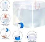 4 Pack PNEUICALLY Collapsible Water Jugs for Camping and Emergency - Foldable Water Storage Containers with Spigot, BPA Free 5.3 Gallon Tank