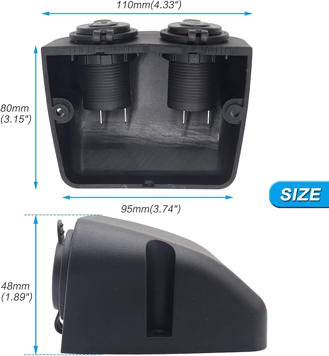 12-24 V Multi-functional Dual Hole Tent Socket Dual Cigarette Lighter Splitter Power Socket Female Power Outlet Adapter Waterproof Socket Combination for Portable Auto Electronic Devices