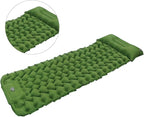 Ergonomic Inflating Sleeping Pad with Built in Pump, Nylon Material, and Storage for Office, Outdoor Camping Hiking (Olive Green)