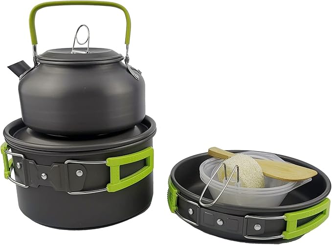 Outdoor Kitchen Utensils Set 9 Pcs Camping Hiking Cookware Portable Picnic Tableware Tourism Supplies Kit with Accessories Combination