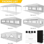COBIZI 10x30 Pop Up Canopy with 8 Sidewalls for Parties Wedding Backyard, Waterproof Outdoor Commercial Event Shelter with Stakes, Ropes, Sandbags, White