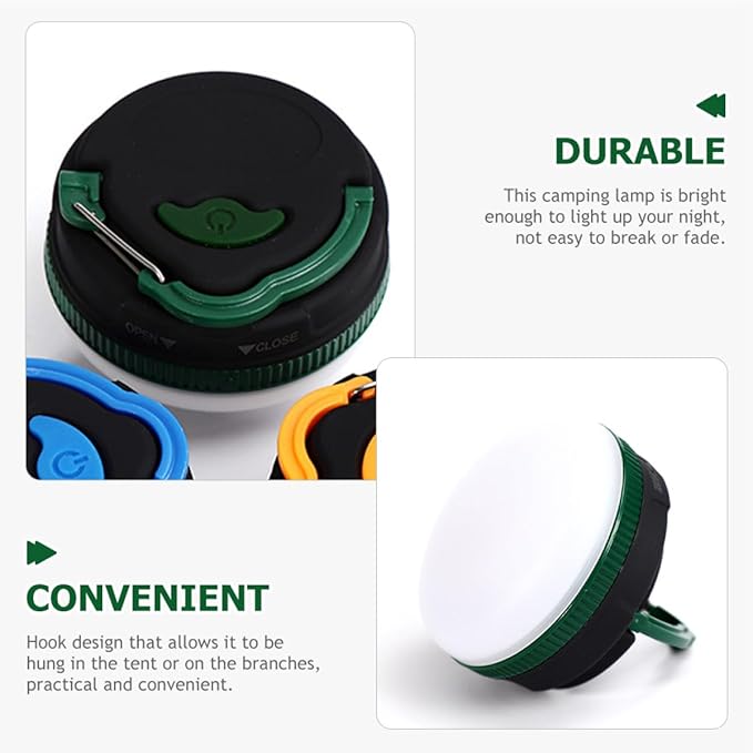 Angoily Portable LED Camping Tent Light Battery Operated Emergency Outdoor Hanging Lantern Green for Hiking Backpacking and Camping