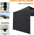 Joramoy Instant Canopy Sidewall 10×10 for Pop Up Tent, Waterproof Sunwall for Straight Leg Canopy with UV Protection, 1 Pack Side Panels Only(10×10, Black)