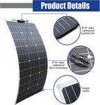 500W Flexible Solar Panels 5x100W 12V Monocrystalline Cell for Battery Charge Marine RV Trailer Boat Cabin Van Car Uneven Surfaces