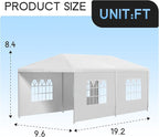 FDW Party Tent 10'x20' Outdoor Canopy Party Wedding Tent Garden Gazebo Pavilion Cater Events -4 Removable Sidewalls,White