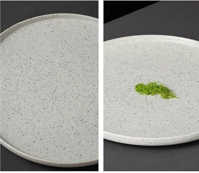 Camping Plates Dinner Plate Western Food Round Salad Plate High Edge Round Flat Plate Hotel Club Creative Ceramic Tableware Decorative Plate