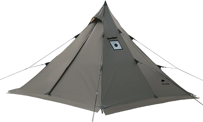 Naturehike Ranch Fire 4 Season Teepee Tent, 2 Person Hot Tent with Stove Jack, Windproof Waterproof Cold Weather Winter Tents for Camping