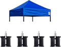 Eurmax USA Pop Up Canopy Replacement Canopy Tent Top Cover, Instant Canopy Top Cover ONLY,Bonus 4PC Pack Weight Bag (5x5, Blue)
