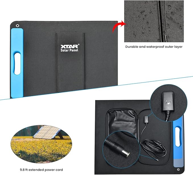 XTAR sp100 100w Portable Solar Panel Solar Power, Foldable Solar Panel Single Panel Solar Power Panel for Power Station Solar Generator RV Solar Camping not Included Independent EU4S Charger