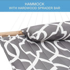 Lazy Daze Hammocks 12FT Quilted Fabric Hammock with Soft Pillow, Double 2 Person Tree Hammock with Spreader Bar for Outdoor Outside Patio Garden Yard, 450lbs Weight Capacity