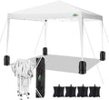 COBIZI 10x10 Pop Up Canopy Tent with 4 Sandbags, Easy Set Up Tent, Instant Outdoor Sun Shelter Canopy with 8 Stakes,4 Ropes&Carry Bag, Tents for Parties, Beach, Backyard,Camping(White)