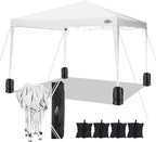 COBIZI 10x10 Pop Up Canopy Tent with 4 Sandbags, Easy Set Up Tent, Instant Outdoor Sun Shelter Canopy with 8 Stakes,4 Ropes&Carry Bag, Tents for Parties, Beach, Backyard,Camping(White)