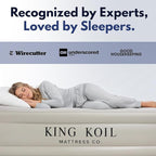 King Koil Luxury Air Mattress 20in Full Size Beige with Built-in Pump for Home, Camping & Guests-Inflatable Airbed Luxury Double High Adjustable Blow Up Mattress, Durable - Portable and Waterproof