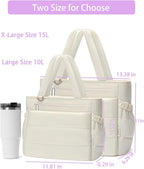 Lunch Box Tote Bag - Versatile Soft Insulated Lunchbox for Women - Lightweight Stylish Simple Lunch Pail Reusable Large Cooler Bag for Adults Work Office Camping Picnic Travel Outdoor Trips White 10L