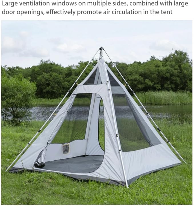 Outdoor Pyramid-Shaped Camping Tent Fully Automatic Tent Oxford Cloth Waterproof Backpacking Tent