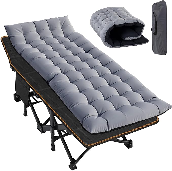 MOPHOTO Oversized Folding Camping Cot for Adults, 78" x 32" XXL Heavy Duty Sleeping Cots for Adults Portable Sleeping Bed Outdoor Camp Cot with Mattress for Home Camp Office Nap