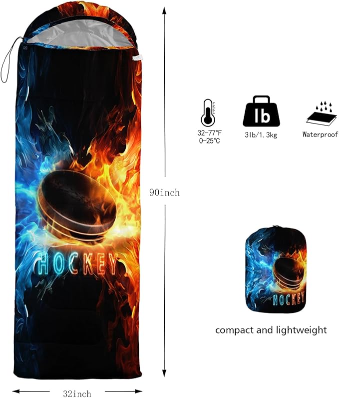 HOSIMA Dear Hunting Pattern Cold Weather Sleeping Bags for Kids Adults,Black Light Weight Waterproof Sleeping Bags for Outdoors Hiking.