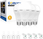 Rechargeable Emergency Light Bulbs, 4 Pack Battery Powered LED Light Bulb with 9W Daylight E27 6500K 1800mAh, Equivalent Self-Charging LED Light Bulbs for Home Power Outage Camping Hurricane Hiking