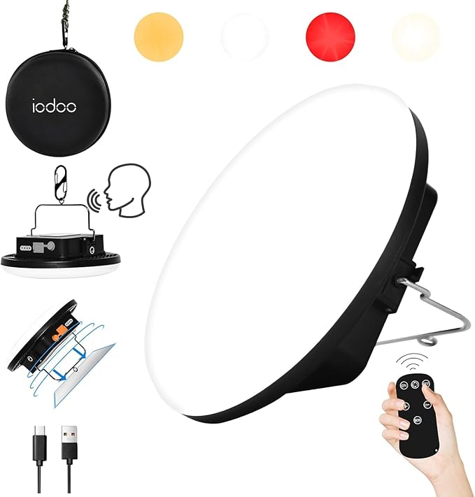 16500mAh 4000LM Rechargeable Camping Light , White/Warm/Nature/RED Hanging Camping Lantern Waterproof Tent Lights with Portable Bag Voice Control(Offline),Christmas Gift for Parents Friends (60W)