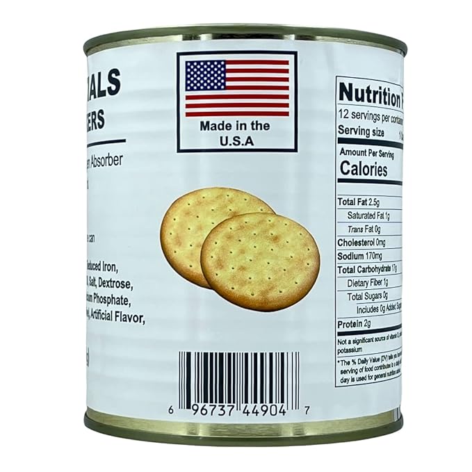 Future Essentials Sailor Pilot Bread Survival Crackers – 30-Year Shelf Life Ready to Eat Hardtack Biscuits in #2.5 Can – Made in the USA Emergency Food Supply – 12 Crackers per Can, Pack of 1