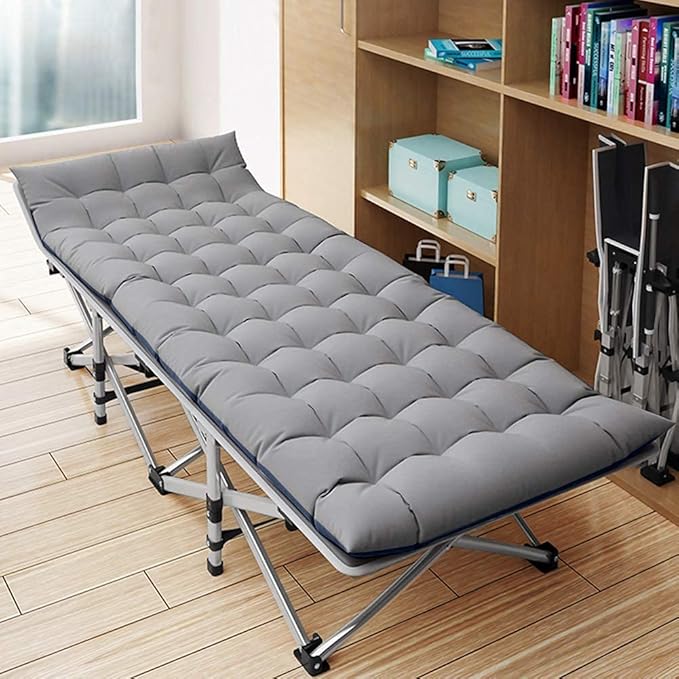 LILYPELLE Folding Camping Cot, Extra Wide Heavy Duty Sleeping Cots with Carry Bag, Double Layer Oxford Portable Travel Camp Cots for Home, Office Nap and Outdoor Beach