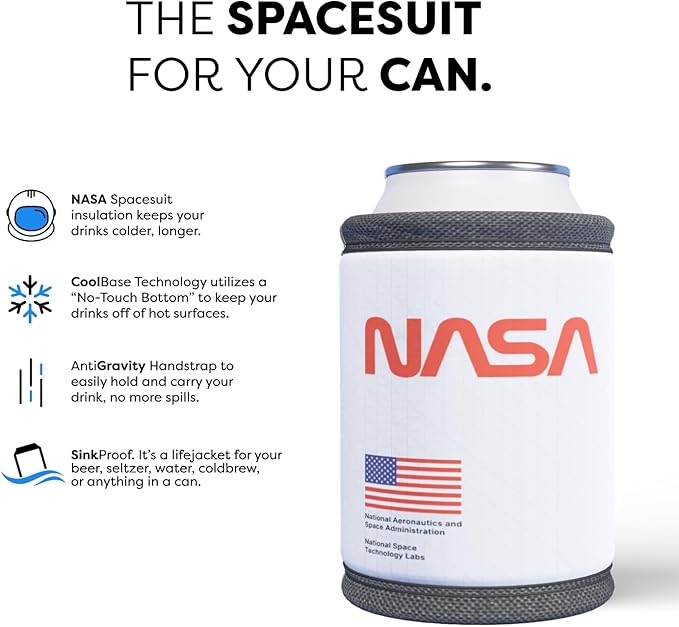 PHOOZY Insulated Can Cooler for 12oz Cans with NASA-Inspired Technology - Patented Koozie That Keeps Drinks Cold 10x Longer - Lightweight Beer Koozie for Outdoor Adventures - Space White