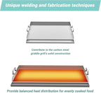 Skyflame Universal Stainless Steel Griddle Plate with Even Heating Bracing for BBQ Charcoal/Gas Grills, 23" x 16" Rectangular Hibachi Flat Top Griddle for Indoor/Outdoor Cooking