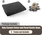 10x20 Carport Replacement Canopy Cover for Tent Top Garage Shelter Cover with Ball Bungees, 800D Oxford Replacement Cover Waterproof & UV Protection, Not Included Frame (Dark Gary)