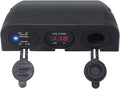 12-24 V Multifunctional 3 Hole Tent Type Car Modification Socket Female Power Outlet Adapter Dual USB Charger Red LED Digital Display Voltmeter Outlet for Automotive Marine Boat
