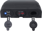 12-24 V Multifunctional 3 Hole Tent Type Car Modification Socket Female Power Outlet Adapter Dual USB Charger Red LED Digital Display Voltmeter Outlet for Automotive Marine Boat