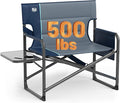 Timber Ridge XXL Extra Wide Foldable Directors Chair with Side Table, 500 lbs Heavy Duty Camping Chairs for Adults, Oversized Folding Lawn Chair for Lawn Beach Sports Outdoor, Blue